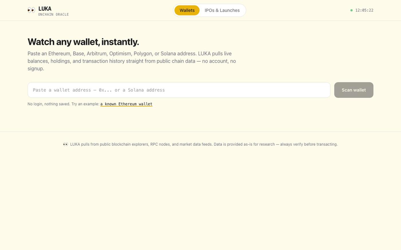 LUKA — Onchain Research Oracle — screenshot