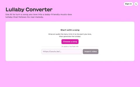 AI Lullaby Converter — turn any song into a music-box lullaby — screenshot
