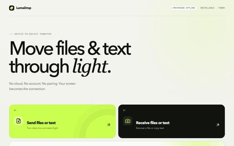 LumaDrop — files and text through light — screenshot