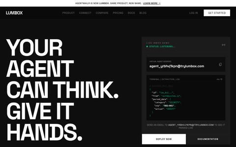 The Action Layer for AI Agents: Email, Logins & Credentials | Lumbox — screenshot