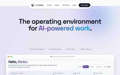 Lumicoria AI — The AI Agent Universe — screenshot