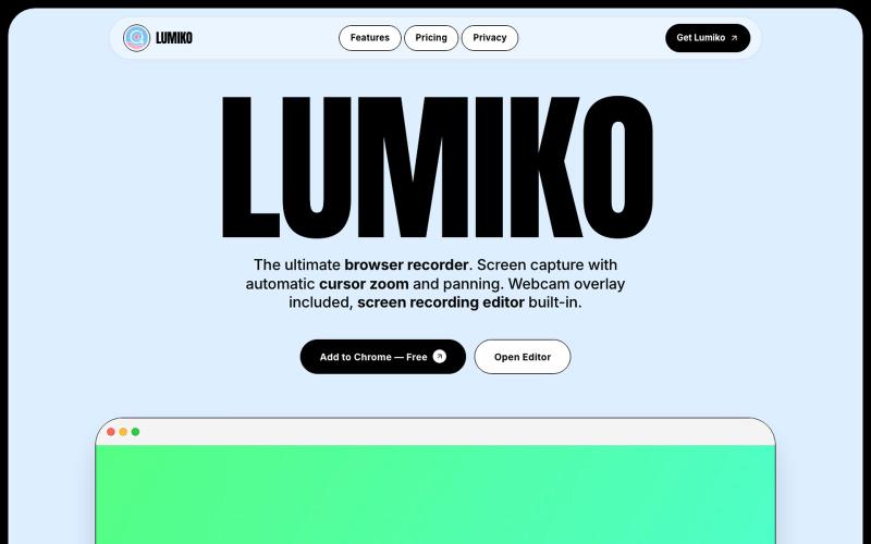Lumiko — Free Chrome Screen Recorder with Cursor Zoom — screenshot