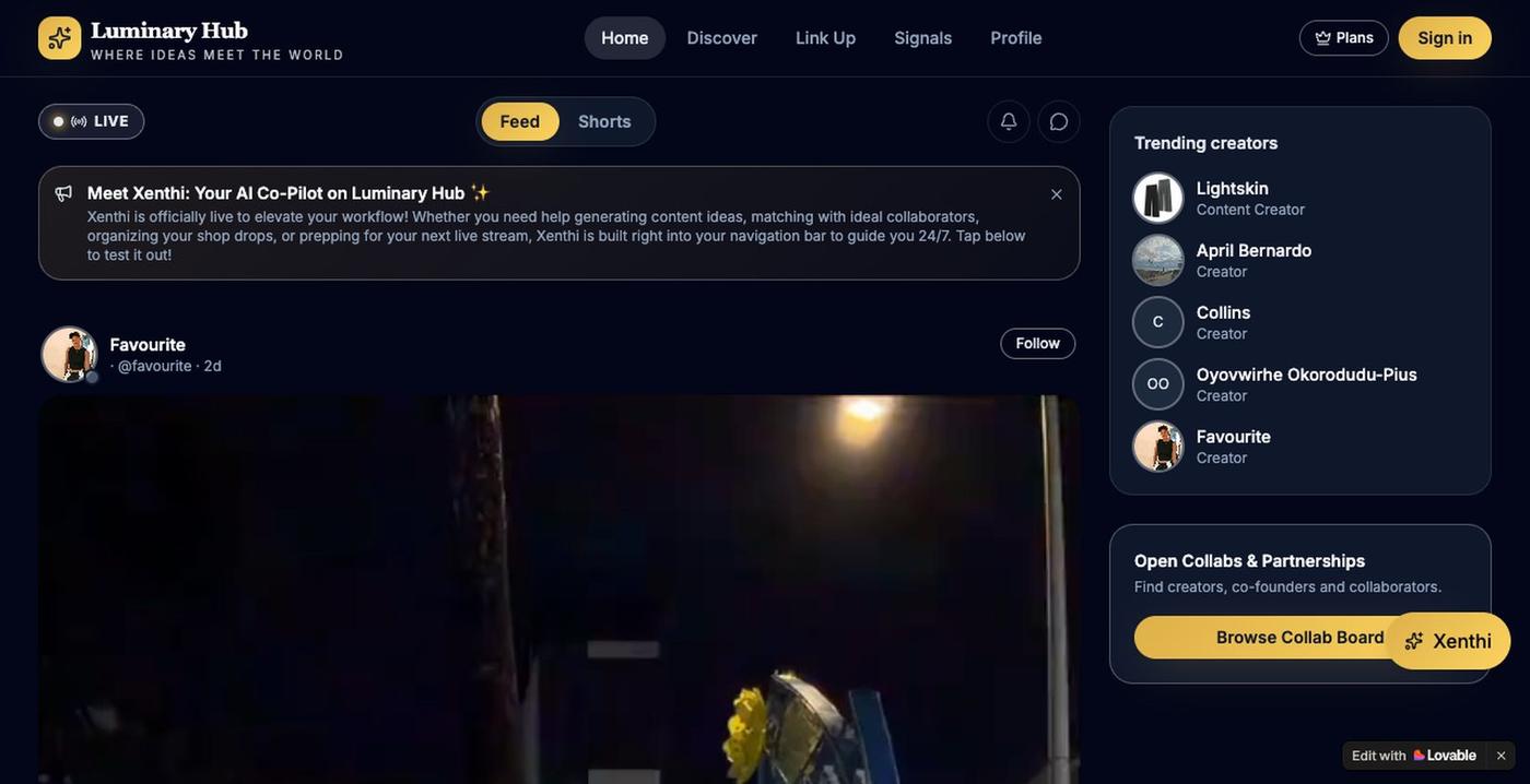 Luminary Hub — Where Ideas Meet the World — screenshot