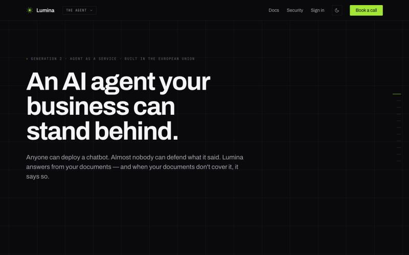 Lumina — An AI agent your business can stand behind. — screenshot