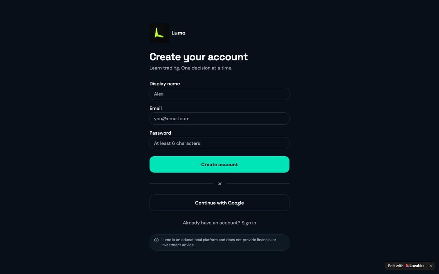 Practice — Lumo — screenshot