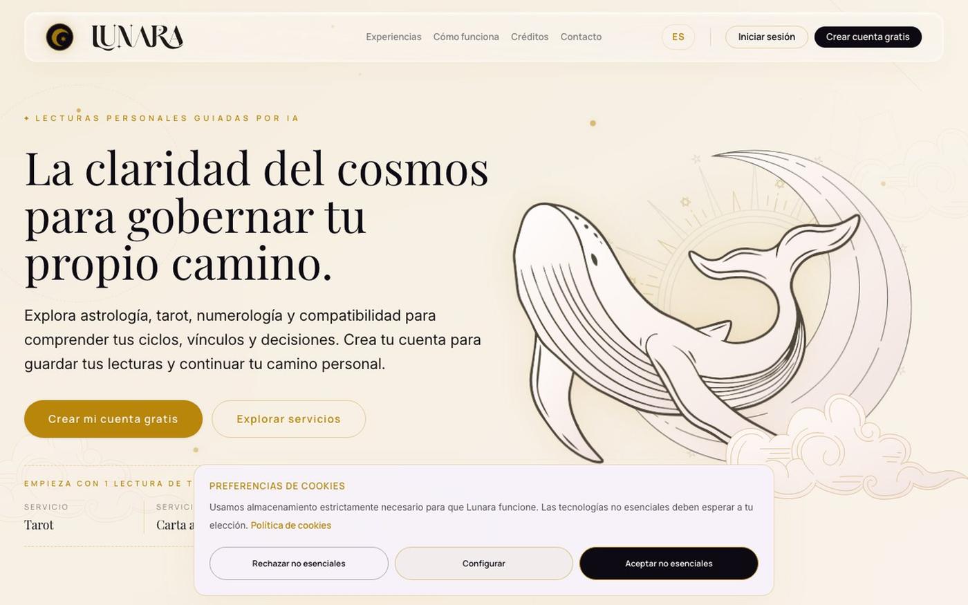 Tarot, astrología y autoconocimiento | Lunara — screenshot