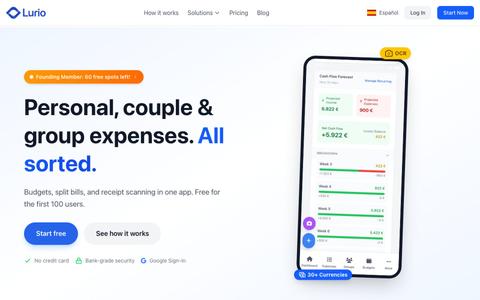Lurio - Personal & shared expense tracker app — screenshot