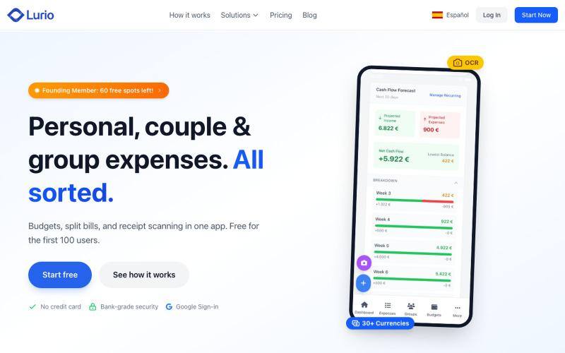 Lurio - Personal & shared expense tracker app — screenshot