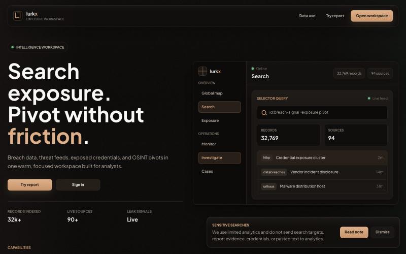 lurkx - Exposure workspace — screenshot