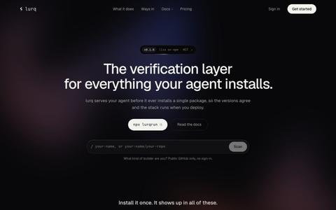lurq: verify npm packages before your AI coding agent installs them — screenshot