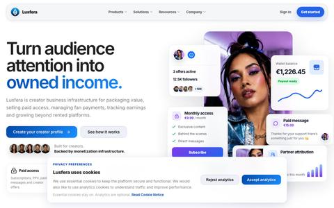 Lusfera | Monetization & Growth Infrastructure — screenshot