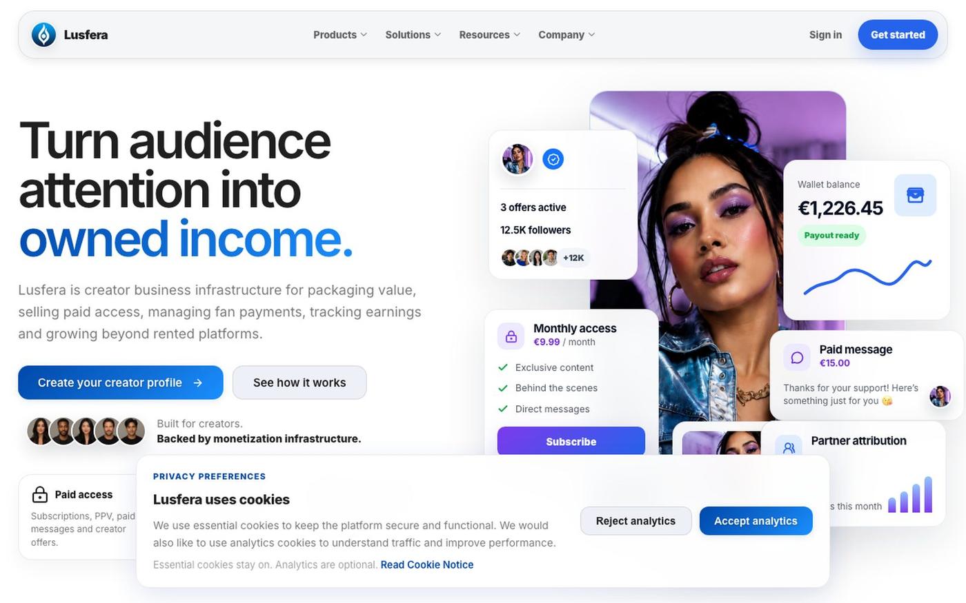 Lusfera | Monetization & Growth Infrastructure — screenshot