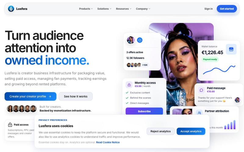Lusfera | Monetization & Growth Infrastructure — screenshot