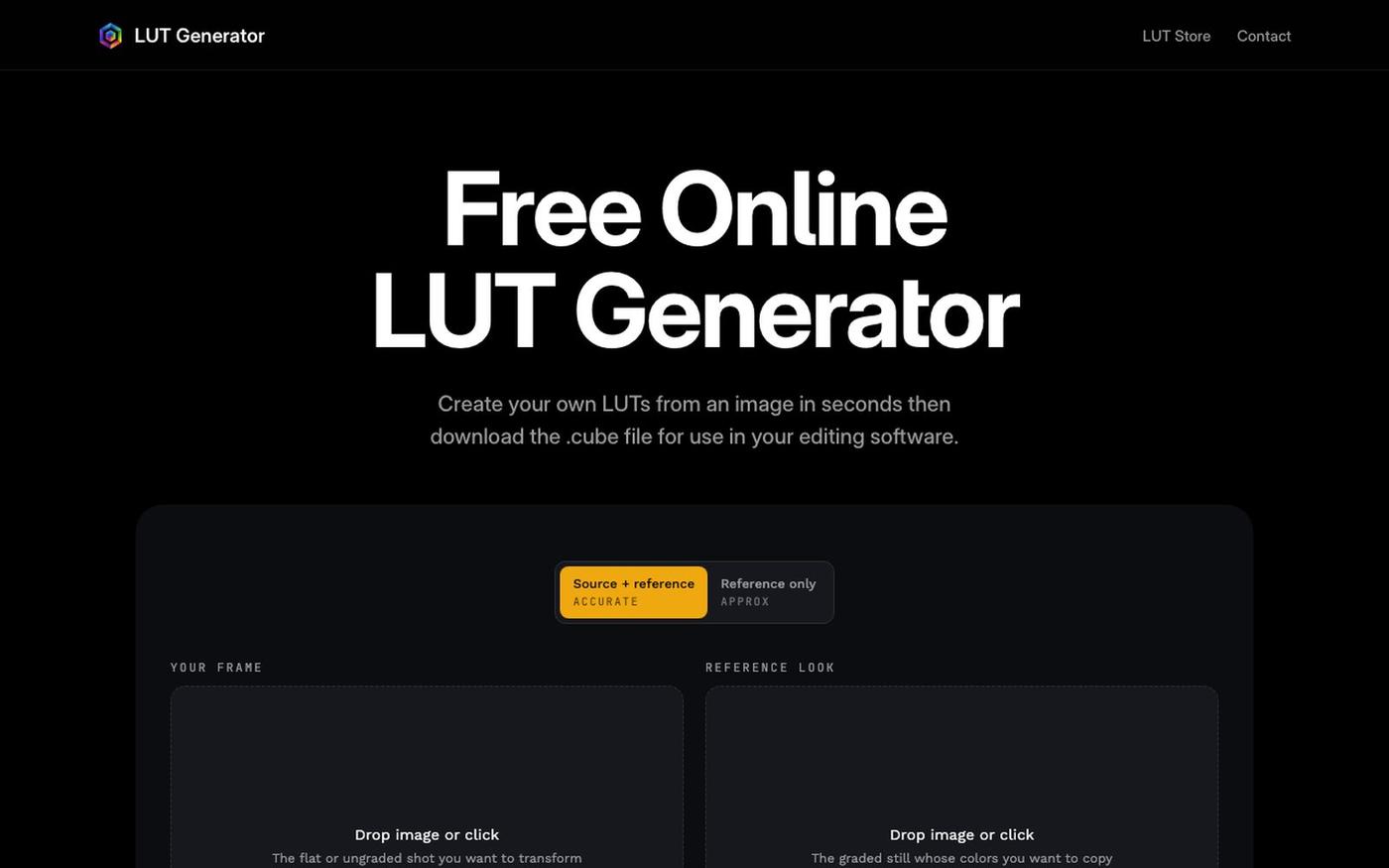 LUT Generator | Free Online LUT Creator — screenshot