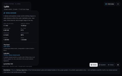 Lybls Explorer — Vega / Lyrae System — screenshot