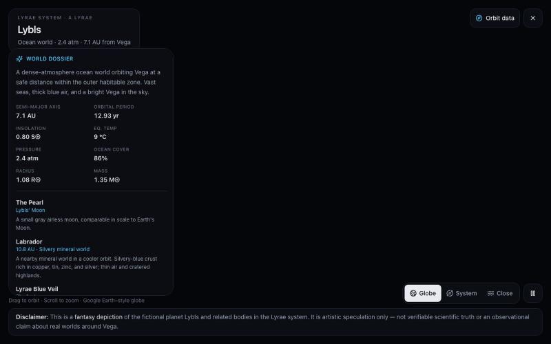Lybls Explorer — Vega / Lyrae System — screenshot