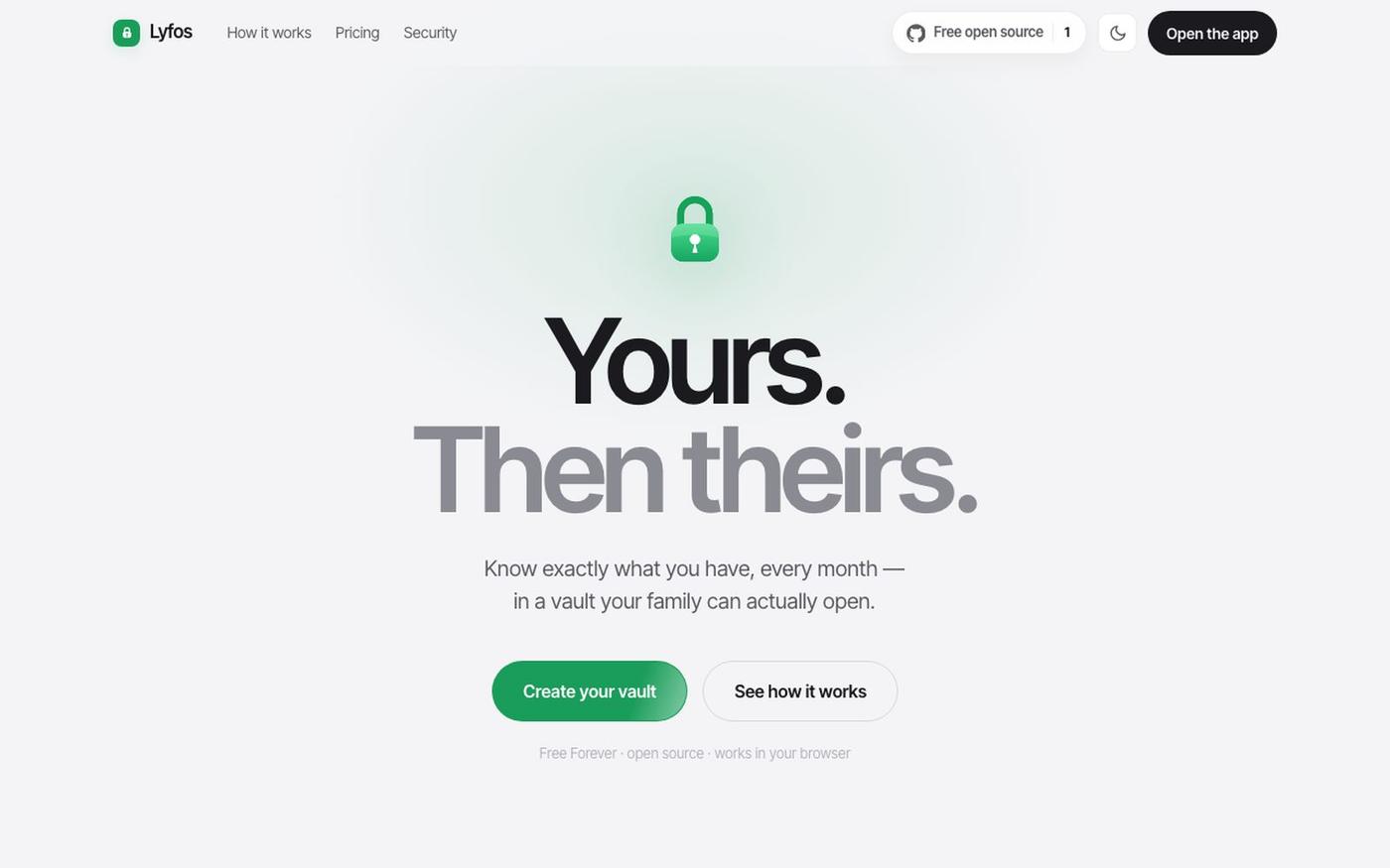 Lyfos · The vault your family can actually open. — screenshot