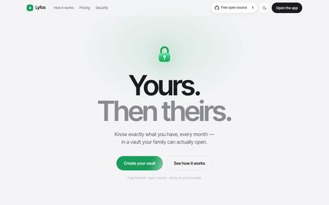 Lyfos · The vault your family can actually open. — screenshot
