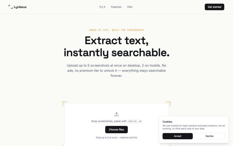 Lynkeus — Image to Text Converter, Built for Screenshots — screenshot