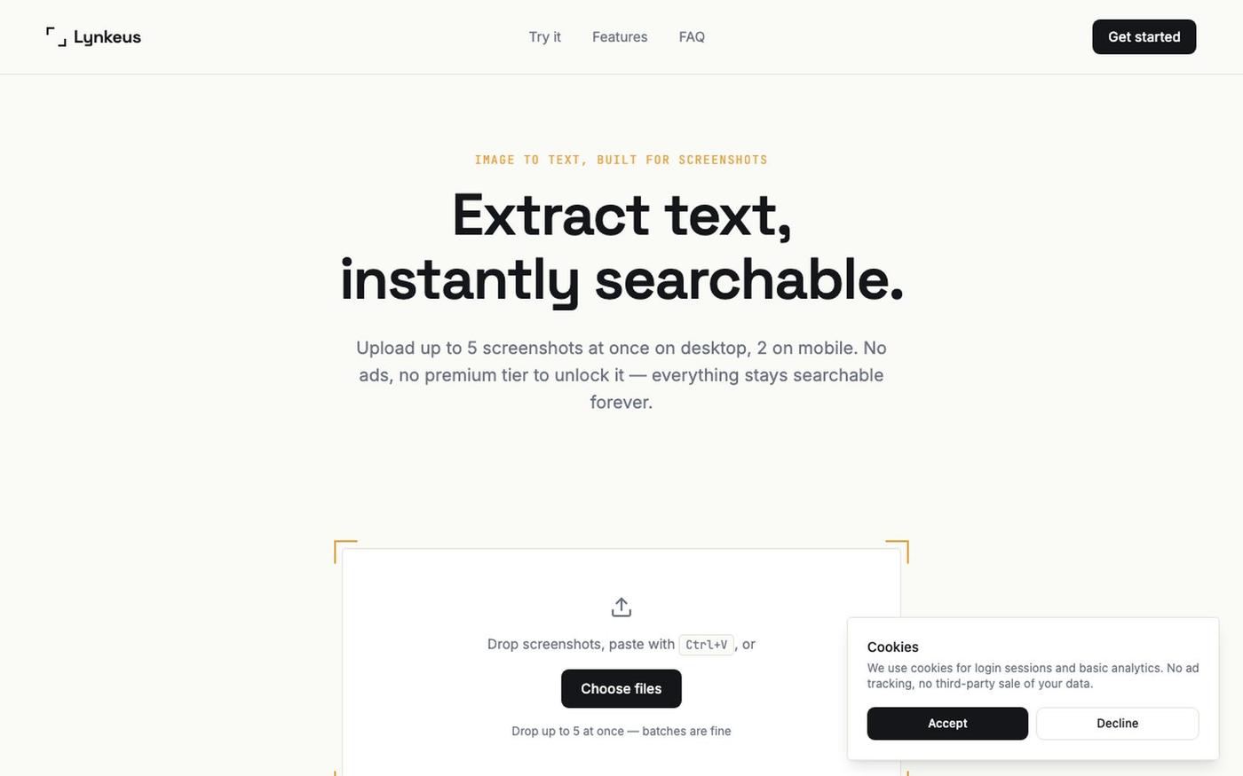 Lynkeus — Image to Text Converter, Built for Screenshots — screenshot