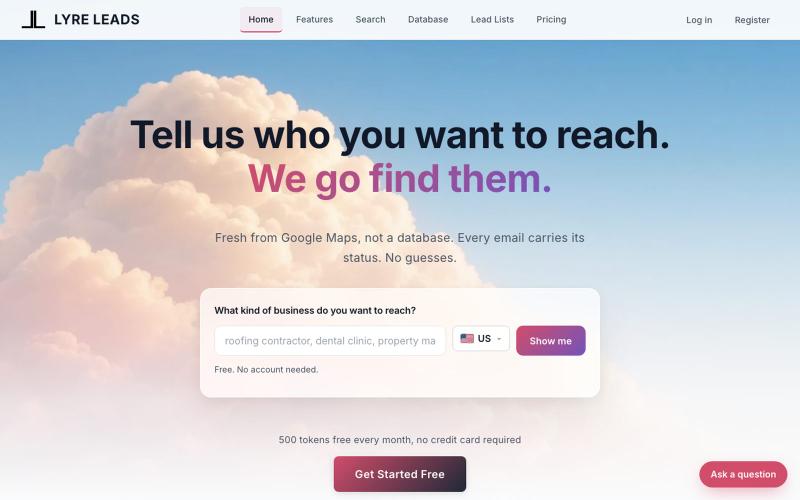 Lyre Leads: Custom-Keyword B2B Prospecting Platform | Google Maps Lead Generatio — screenshot