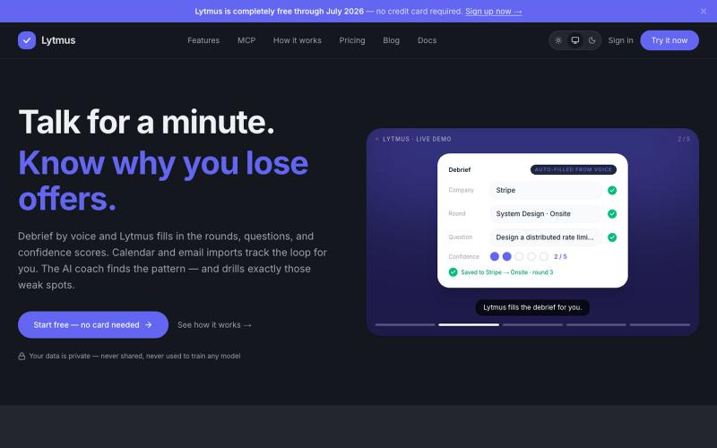 Lytmus — Interview Tracking & AI Coach for Software Engineers — screenshot