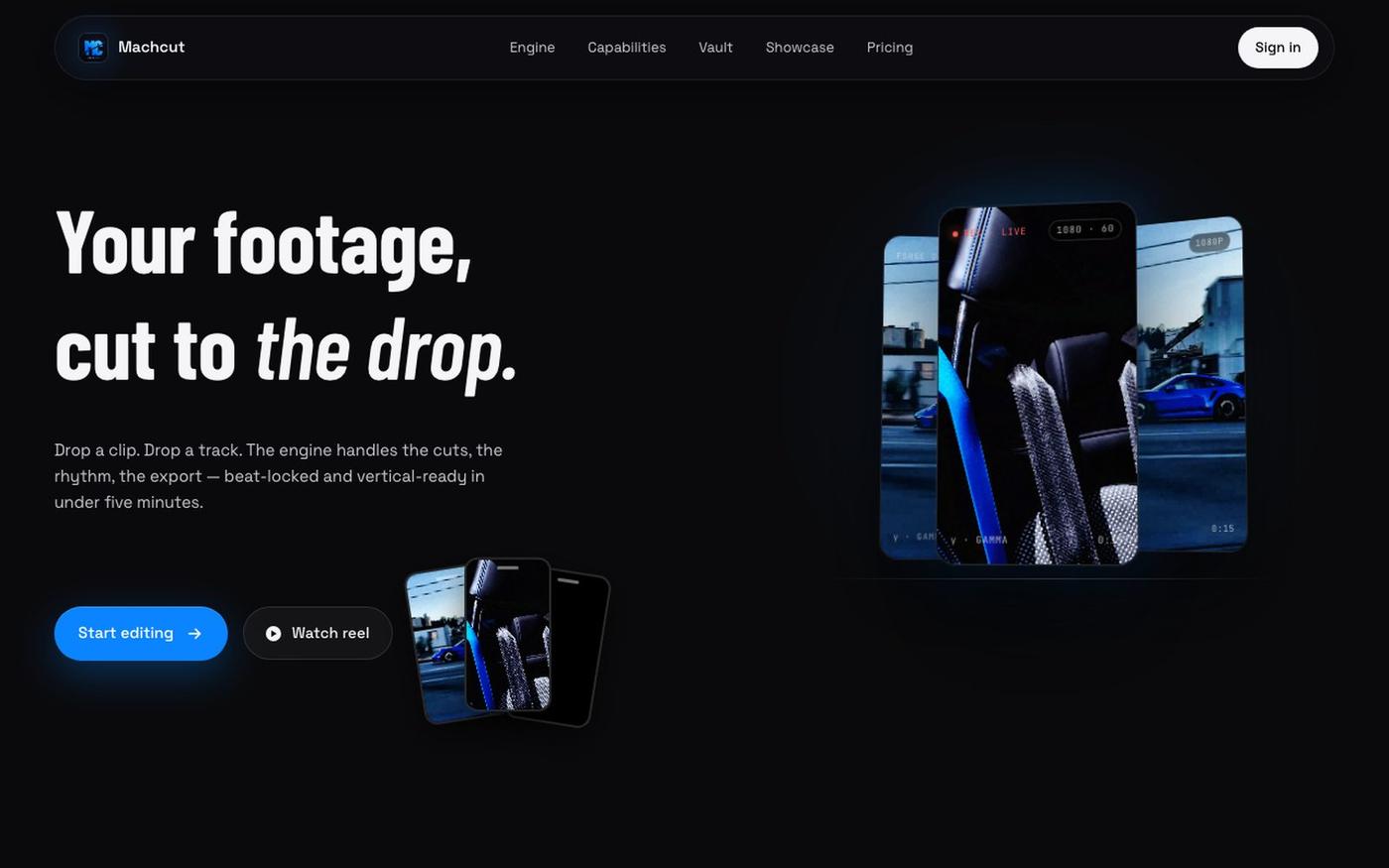 Machcut — Drop a clip. Drop a track. Get your edit. — screenshot