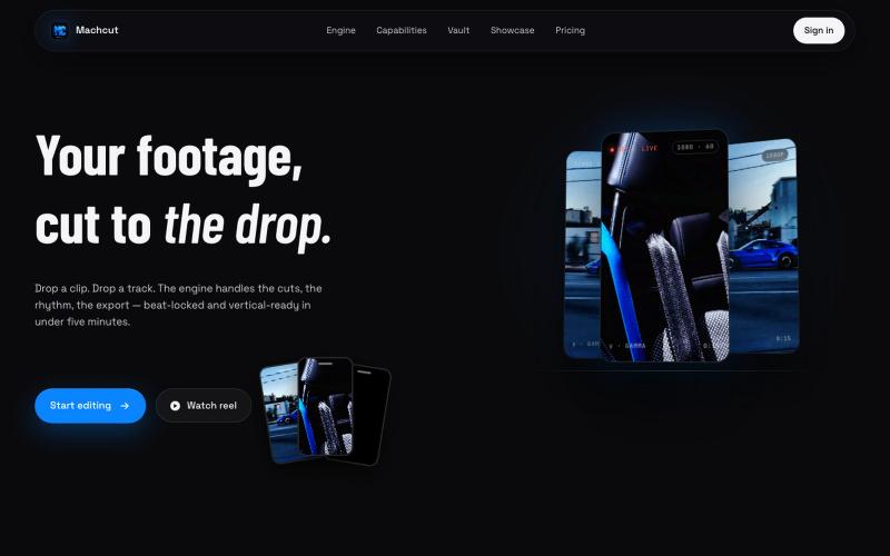 Machcut — Drop a clip. Drop a track. Get your edit. — screenshot