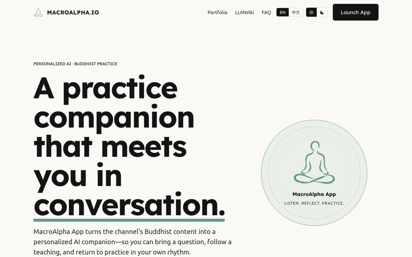 MacroAlpha.io | MacroAlpha App — A Personalized AI Buddhist Practice Companion — screenshot