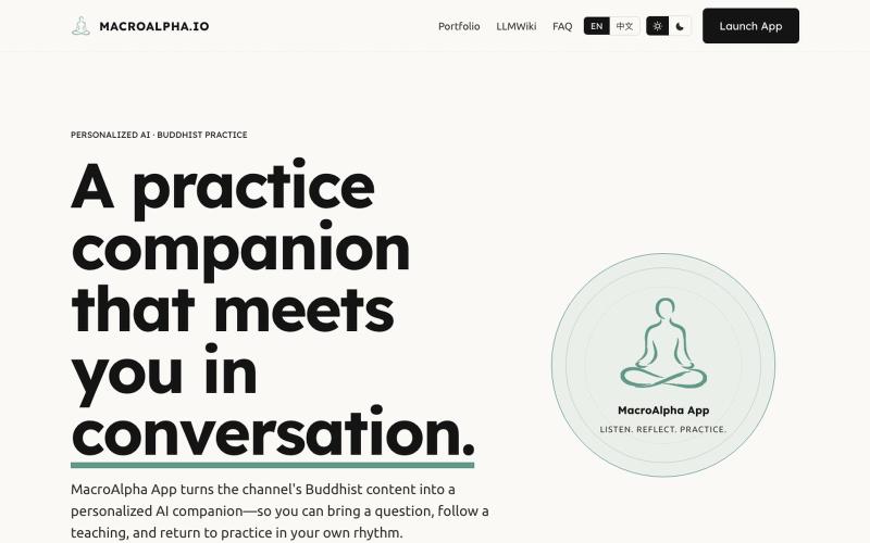 MacroAlpha.io | MacroAlpha App — A Personalized AI Buddhist Practice Companion — screenshot