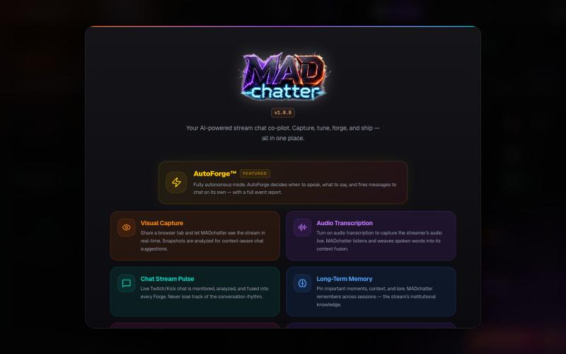 MADchatter — AI Stream Chat Co-Pilot — screenshot