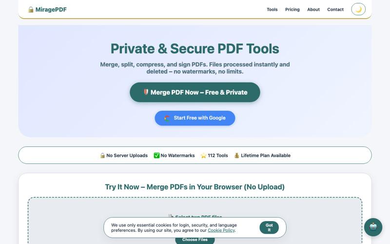 MiragePDF Pro | Free & Private PDF Tools – Merge, Split, Compress, Sign — screenshot