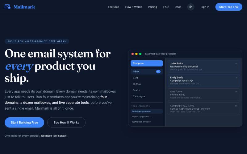Mailmark - One Email Platform for All Your Products — screenshot