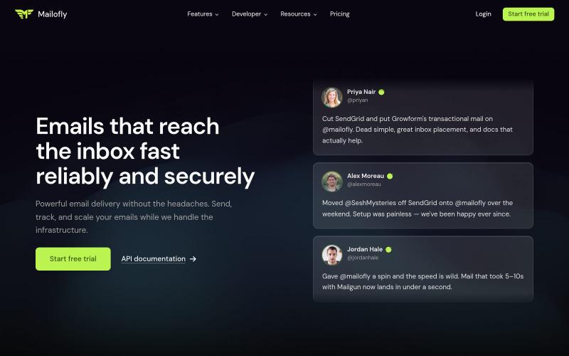 Mailofly — Emails that reach the inbox fast, reliably and securely — screenshot