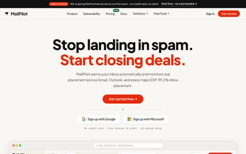 MailPilot - AI Email Warmup Tool | 99.2% Inbox Placement Guaranteed — screenshot