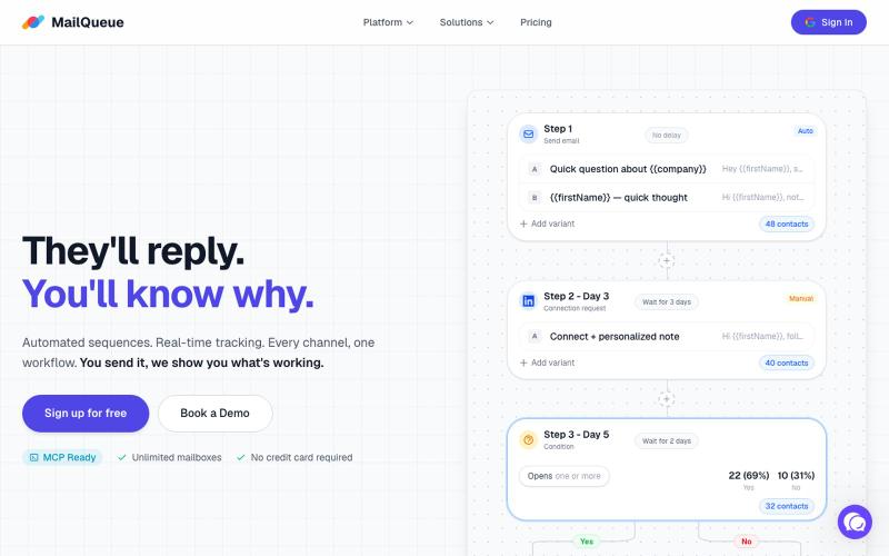 MailQueue - Cold Outreach for Solo Founders — screenshot