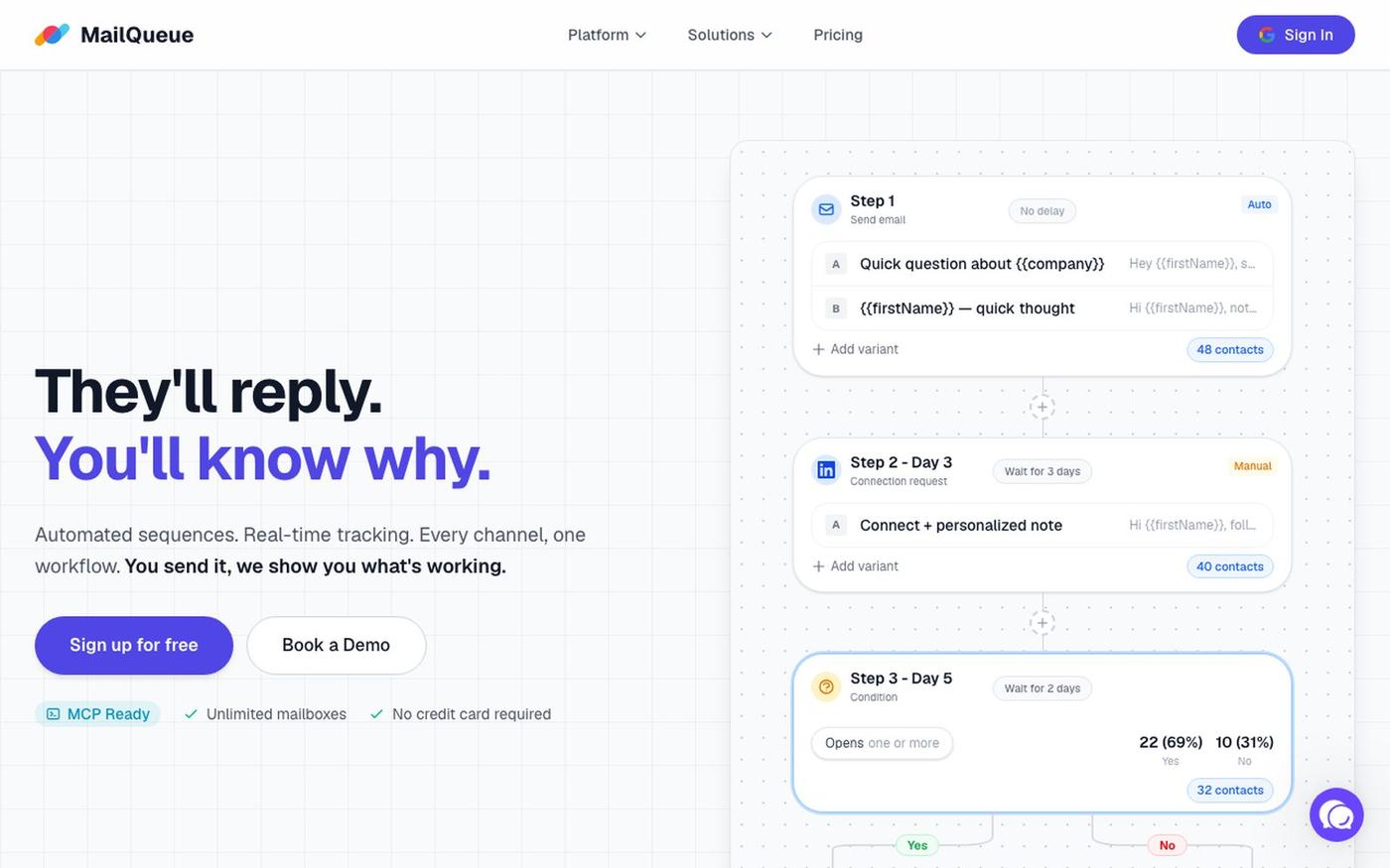 MailQueue - Cold Outreach for Solo Founders — screenshot