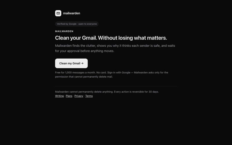 Mailwarden — clean your Gmail without losing anything — screenshot