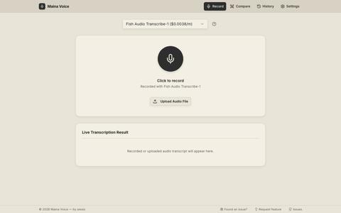 Maina Voice — Speech to Text & Model Benchmarking — screenshot