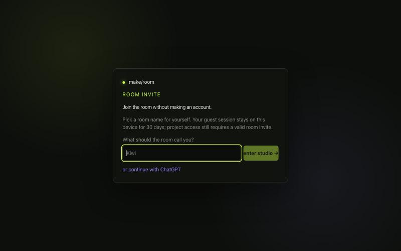 make/room — the group chat that becomes an app — screenshot