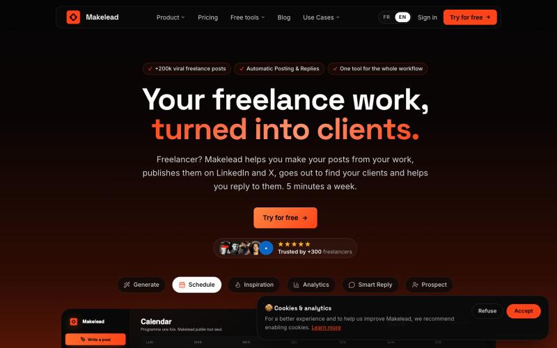 Makelead — Le copilote IA des freelances qui veulent des clients — screenshot