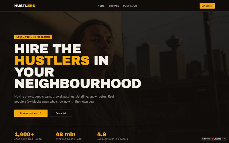 Hustlers — hire local gig workers, same day — screenshot