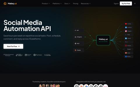 Mallary.ai: The Best Social Media Posting API for Developers & AI Agents — screenshot