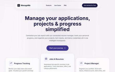 ManageMe — Job Application Tracker, Resume Manager & Personal Dashboard — screenshot