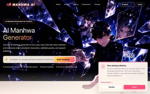 AI Manhwa Generator - Create Korean Comics with AI | ManhwaAI — screenshot