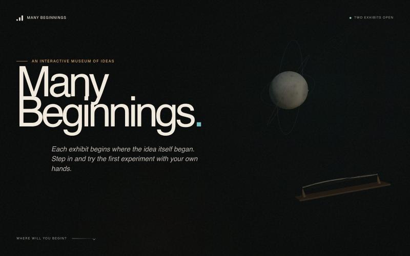 Many Beginnings — An interactive museum of ideas — screenshot