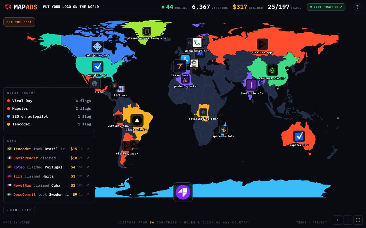 MapAds - put your logo on the world — screenshot