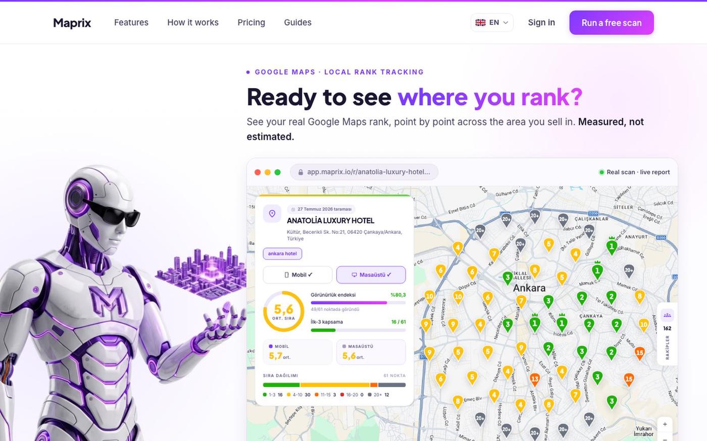 Maprix — Google Maps Rank Tracker, Measured Point by Point — screenshot