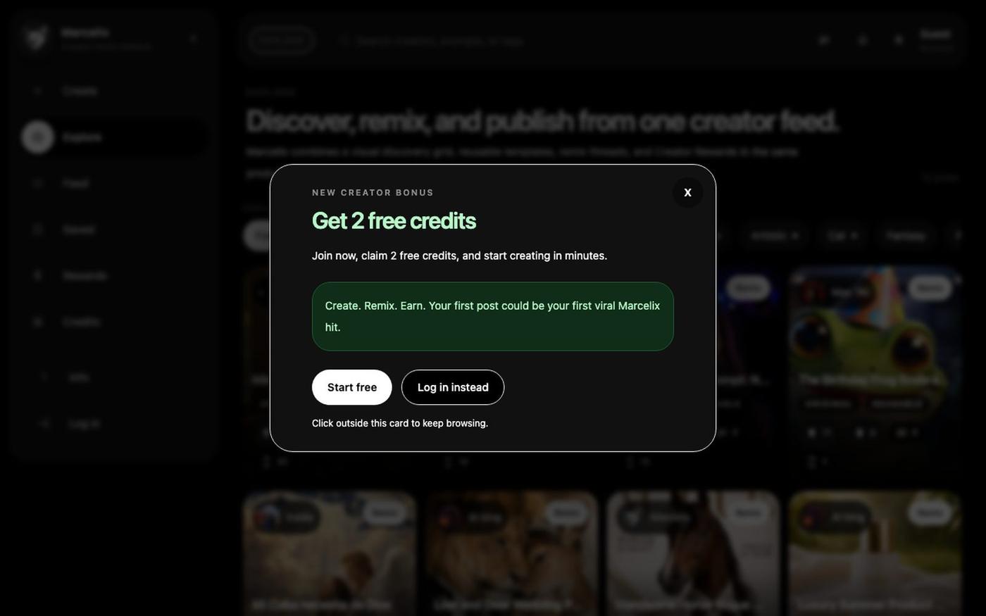 Create. Remix. Earn. — screenshot
