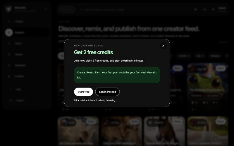 Create. Remix. Earn. — screenshot